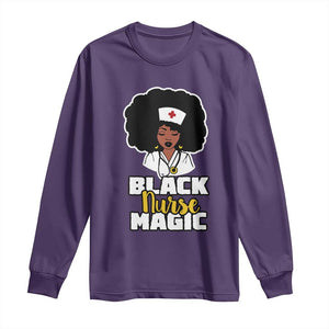 Black Nurse Magic Long Sleeve Shirt Afro Melanin RN Nursing Woman TS02 Purple Print Your Wear