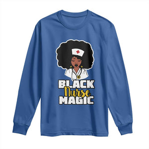 Black Nurse Magic Long Sleeve Shirt Afro Melanin RN Nursing Woman TS02 Royal Blue Print Your Wear