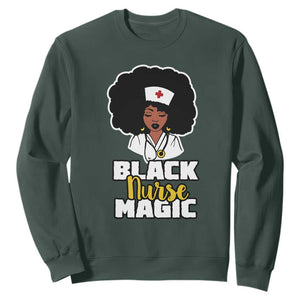 Black Nurse Sweatshirt Nurse Black Woman Magic Afro Melanin Queen Black History TS02 Dark Forest Green Printyourwear