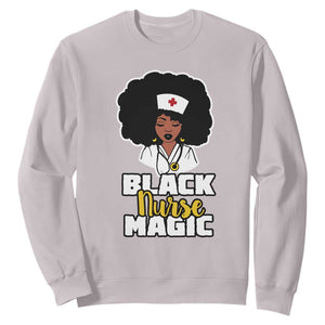 Black Nurse Sweatshirt Nurse Black Woman Magic Afro Melanin Queen Black History TS02 Ice Gray Printyourwear