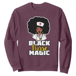 Black Nurse Sweatshirt Nurse Black Woman Magic Afro Melanin Queen Black History TS02 Maroon Printyourwear