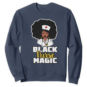 Black Nurse Sweatshirt Nurse Black Woman Magic Afro Melanin Queen Black History TS02 Navy Printyourwear