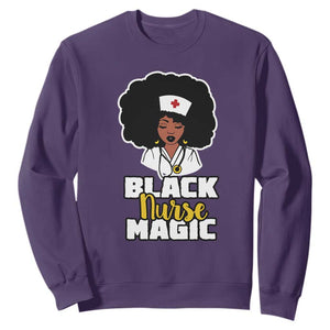 Black Nurse Sweatshirt Nurse Black Woman Magic Afro Melanin Queen Black History TS02 Purple Printyourwear