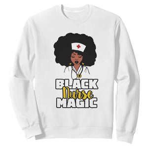 Black Nurse Sweatshirt Nurse Black Woman Magic Afro Melanin Queen Black History TS02 White Printyourwear