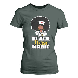 Black Nurse T Shirt For Women Nurse Black Woman Magic Afro Melanin Queen Black History TS02 Dark Forest Green Printyourwear