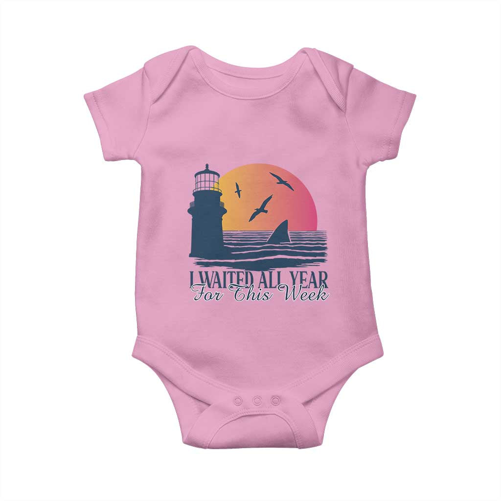 Funny Shark Lover Week Baby Onesie I Waited All Year For This Week TS02 Light Pink Print Your Wear