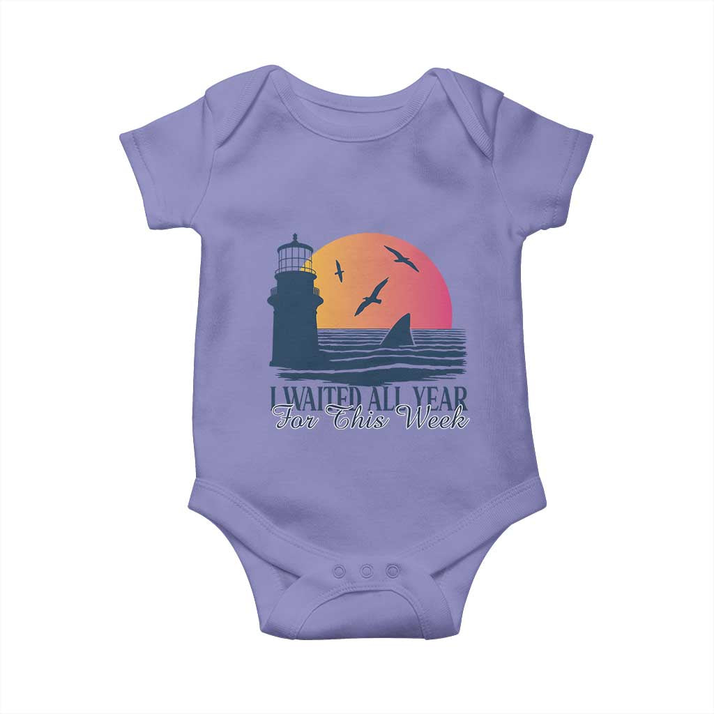 Funny Shark Lover Week Baby Onesie I Waited All Year For This Week TS02 Violet Print Your Wear