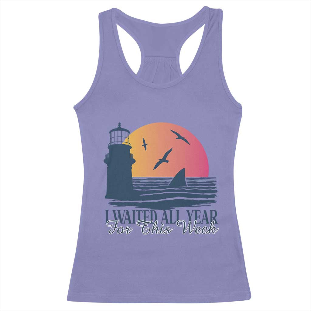 Funny Shark Lover Week Racerback Tank Top I Waited All Year For This Week TS02 Violet Print Your Wear