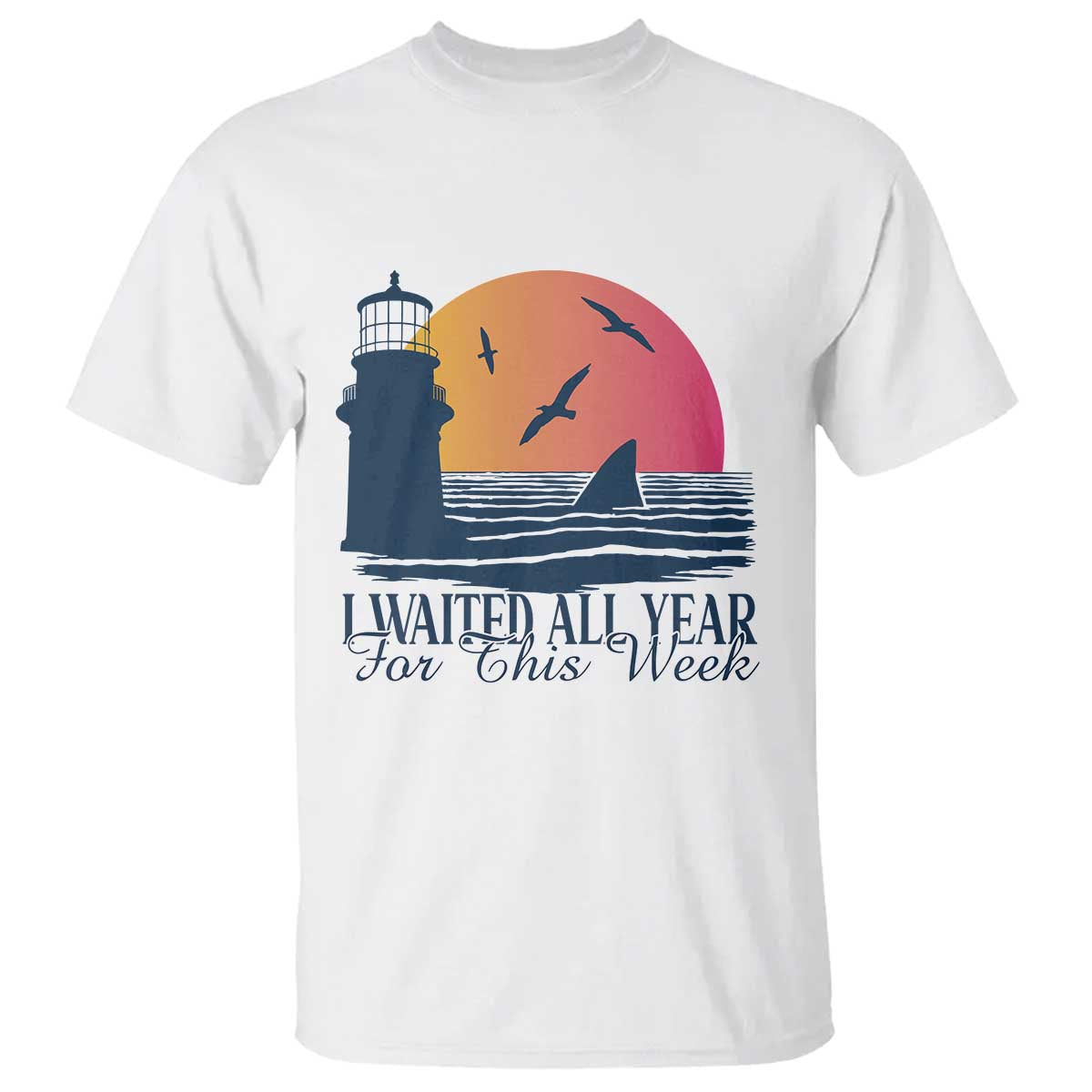 Funny Shark Lover Week T Shirt I Waited All Year For This Week TS02 White Print Your Wear