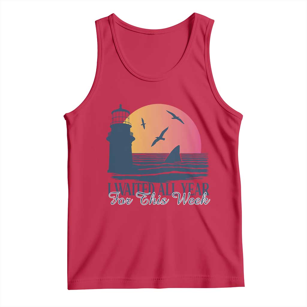 Funny Shark Lover Week Tank Top I Waited All Year For This Week TS02 Red Print Your Wear