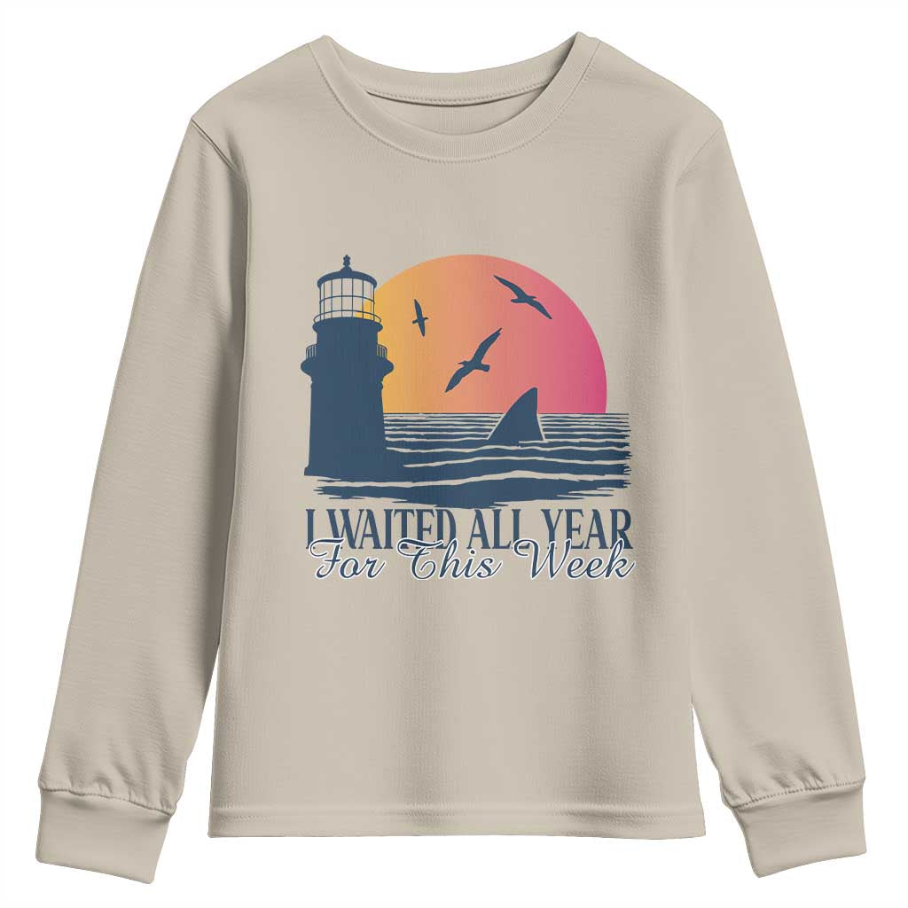 Funny Shark Lover Week Youth Sweatshirt I Waited All Year For This Week TS02 Sand Print Your Wear