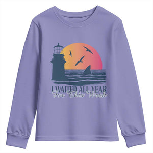 Funny Shark Lover Week Youth Sweatshirt I Waited All Year For This Week TS02 Violet Print Your Wear