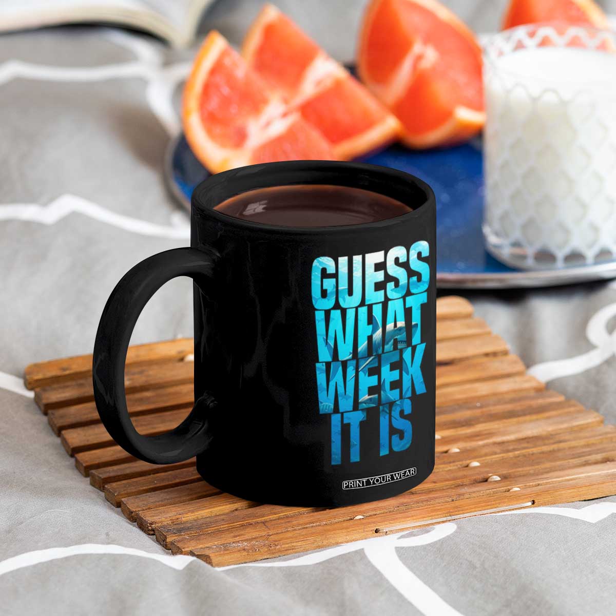Funny Shark Lover Week Coffee Mug Guess What Week It Is Blue Ocean TS02 Print Your Wear