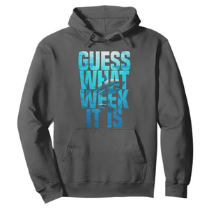 Funny Shark Lover Week Hoodie Guess What Week It Is Blue Ocean TS02 Dark Heather Print Your Wear