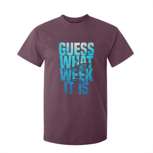 Funny Shark Lover Week T Shirt For Kid Guess What Week It Is Blue Ocean TS02 Maroon Print Your Wear