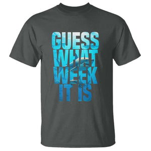 Funny Shark Lover Week T Shirt Guess What Week It Is Blue Ocean TS02 Dark Heather Print Your Wear