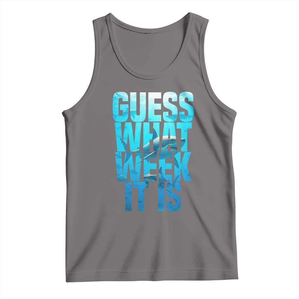 Funny Shark Lover Week Tank Top Guess What Week It Is Blue Ocean TS02 Deep Heather Print Your Wear