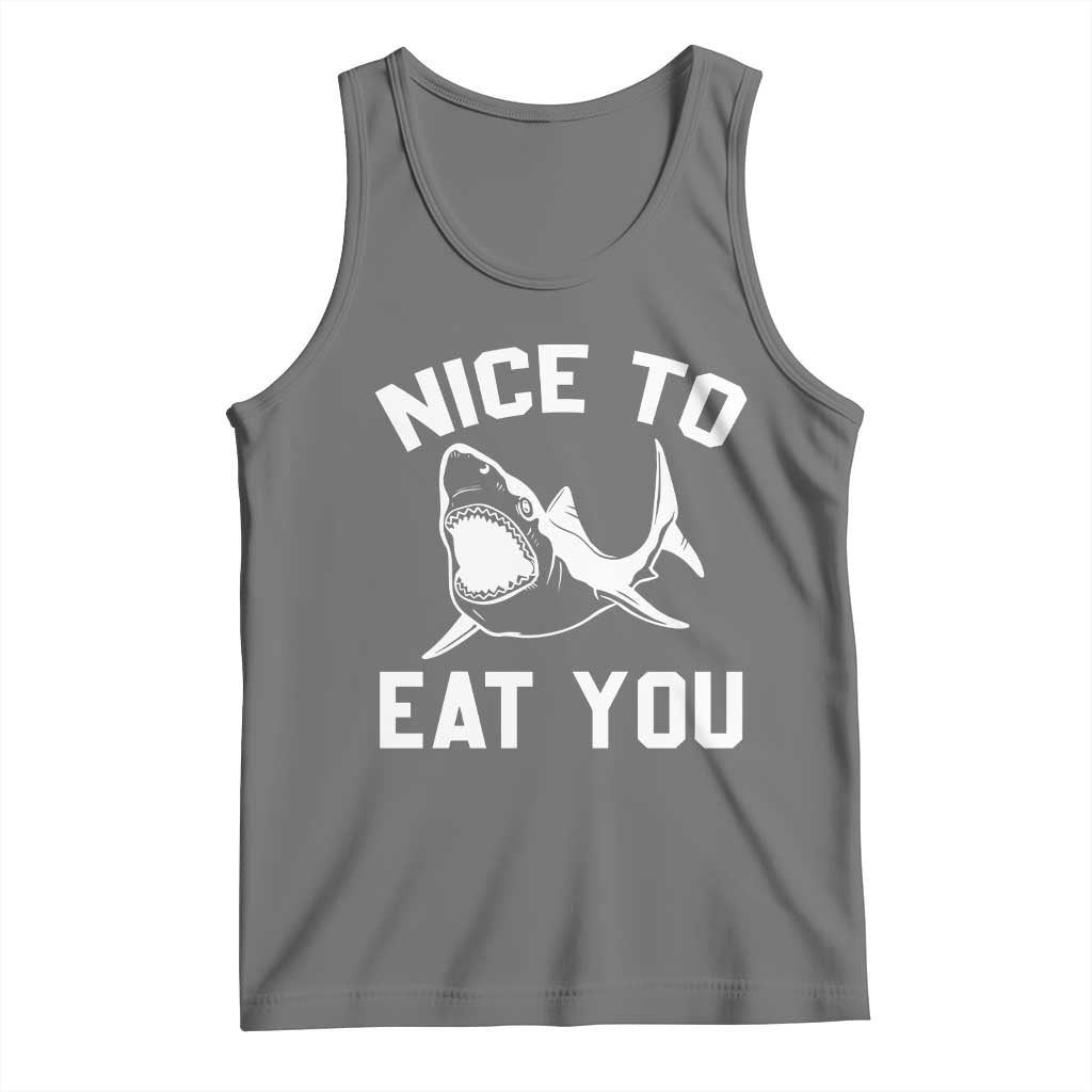 Funny Shark Lover Tank Top Nice To Eat You TS02 Black Heather Print Your Wear