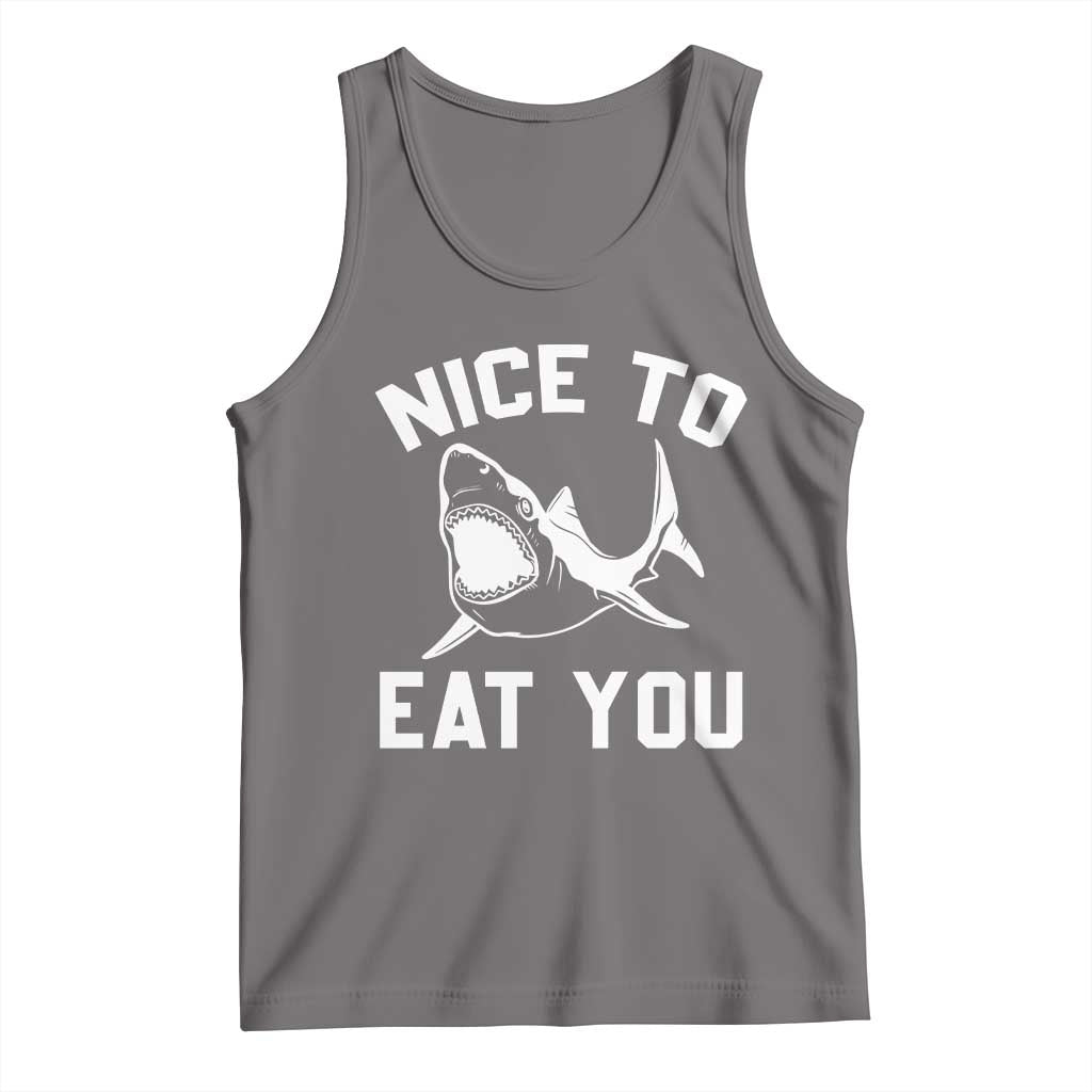 Funny Shark Lover Tank Top Nice To Eat You TS02 Deep Heather Print Your Wear