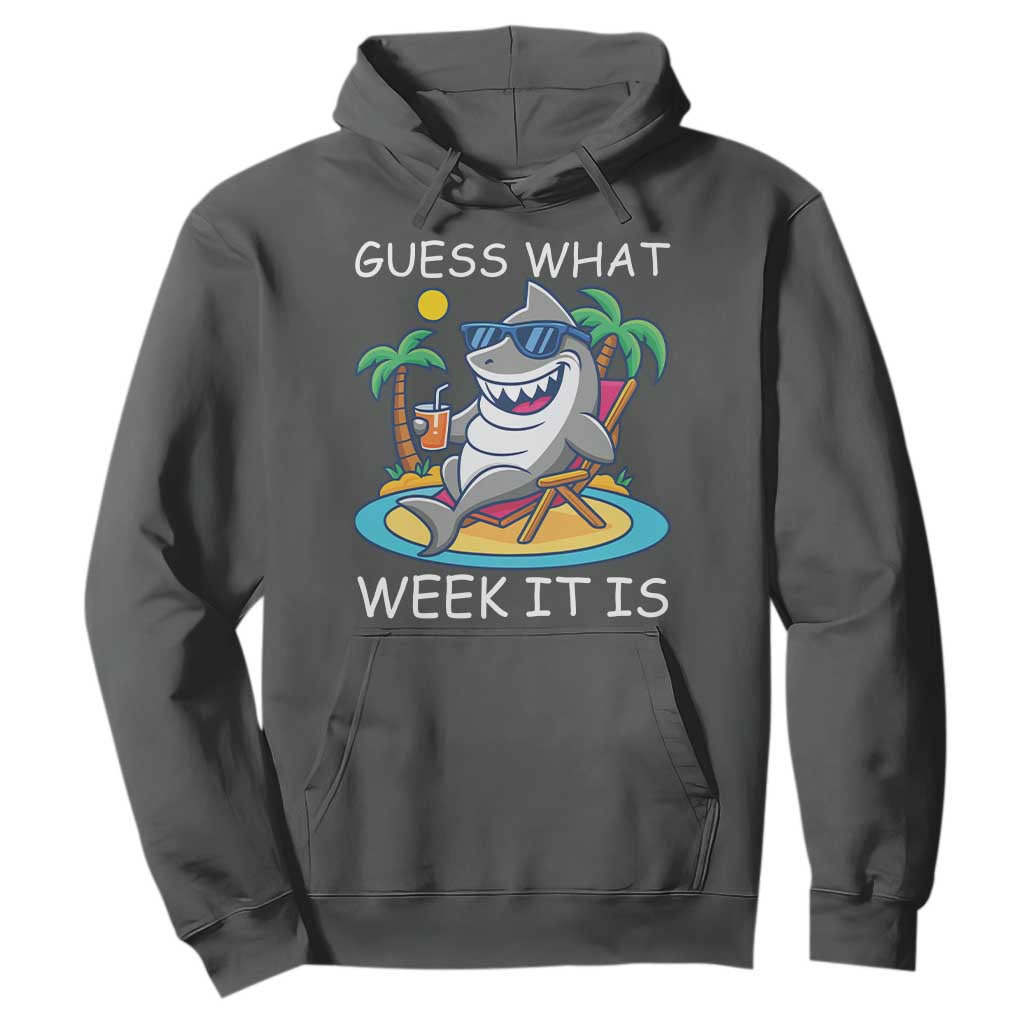 Funny Shark Lover Week Hoodie Week Guess What Week It Is Summer Beach TS02 Dark Heather Print Your Wear