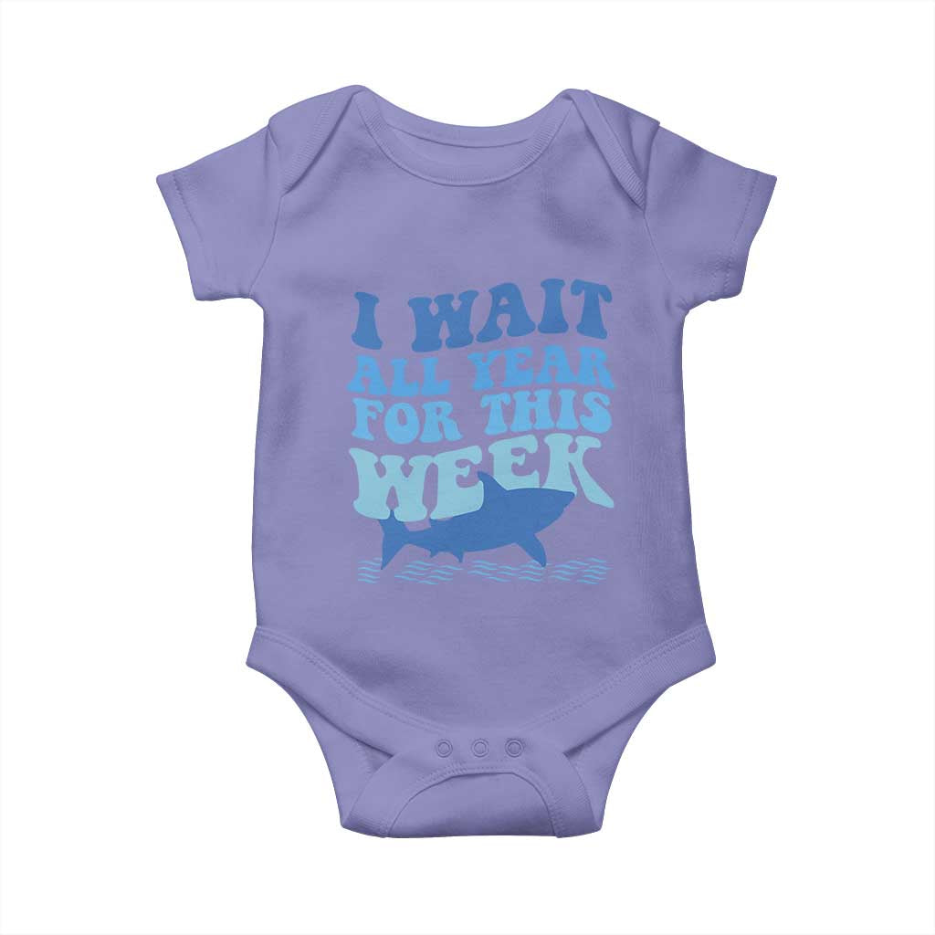 Funny Shark Lover Week Baby Onesie I Wait All Year For This Week Ocean TS02 Violet Print Your Wear