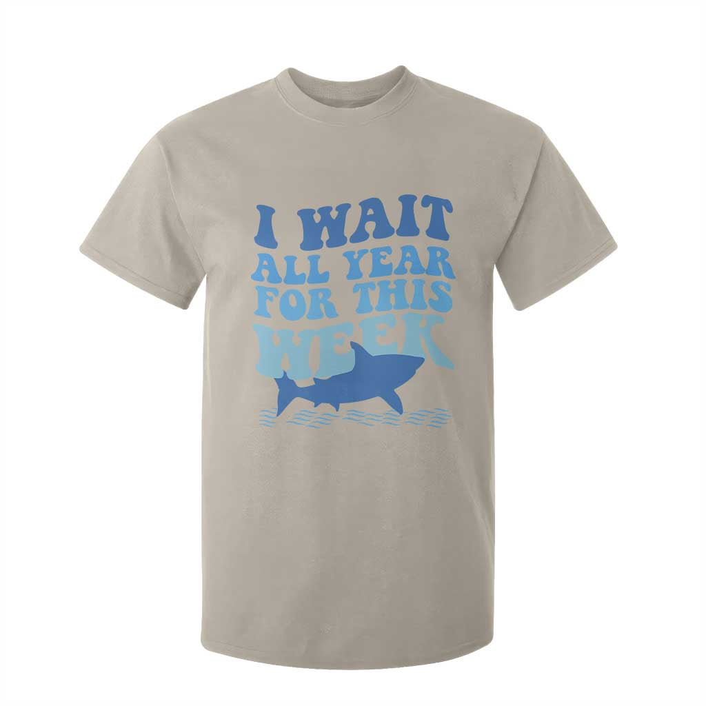 Funny Shark Lover Week T Shirt For Kid I Wait All Year For This Week Ocean TS02 Sand Print Your Wear