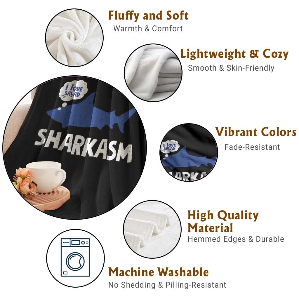 Funny Shark Sarcasm Throw Blanket Shark Sharkasm Marine Biology Vintage TS02 Print Your Wear