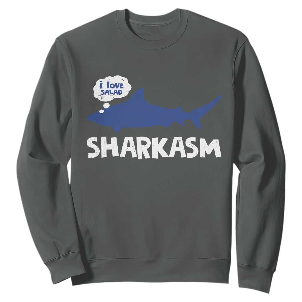 Funny Shark Sarcasm Sweatshirt Shark Sharkasm Marine Biology Vintage TS02 Dark Heather Print Your Wear