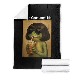 Funny Frog Bob Haircut Rage Consumes Me Throw Blanket Renaissance Painting Meme TS02 Black Print Your Wear