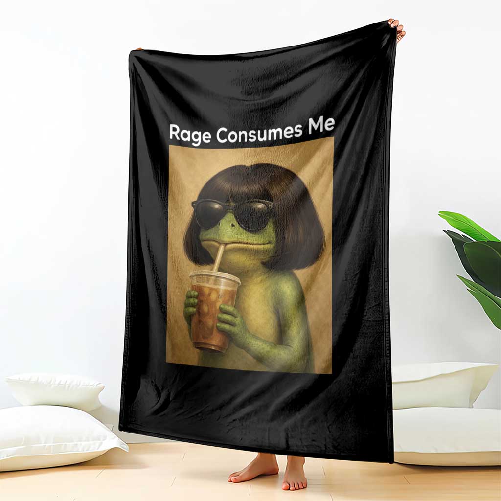 Funny Frog Bob Haircut Rage Consumes Me Throw Blanket Renaissance Painting Meme TS02 Print Your Wear