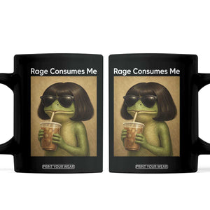Funny Frog Bob Haircut Rage Consumes Me Coffee Mug Renaissance Painting Meme TS02 Black Print Your Wear