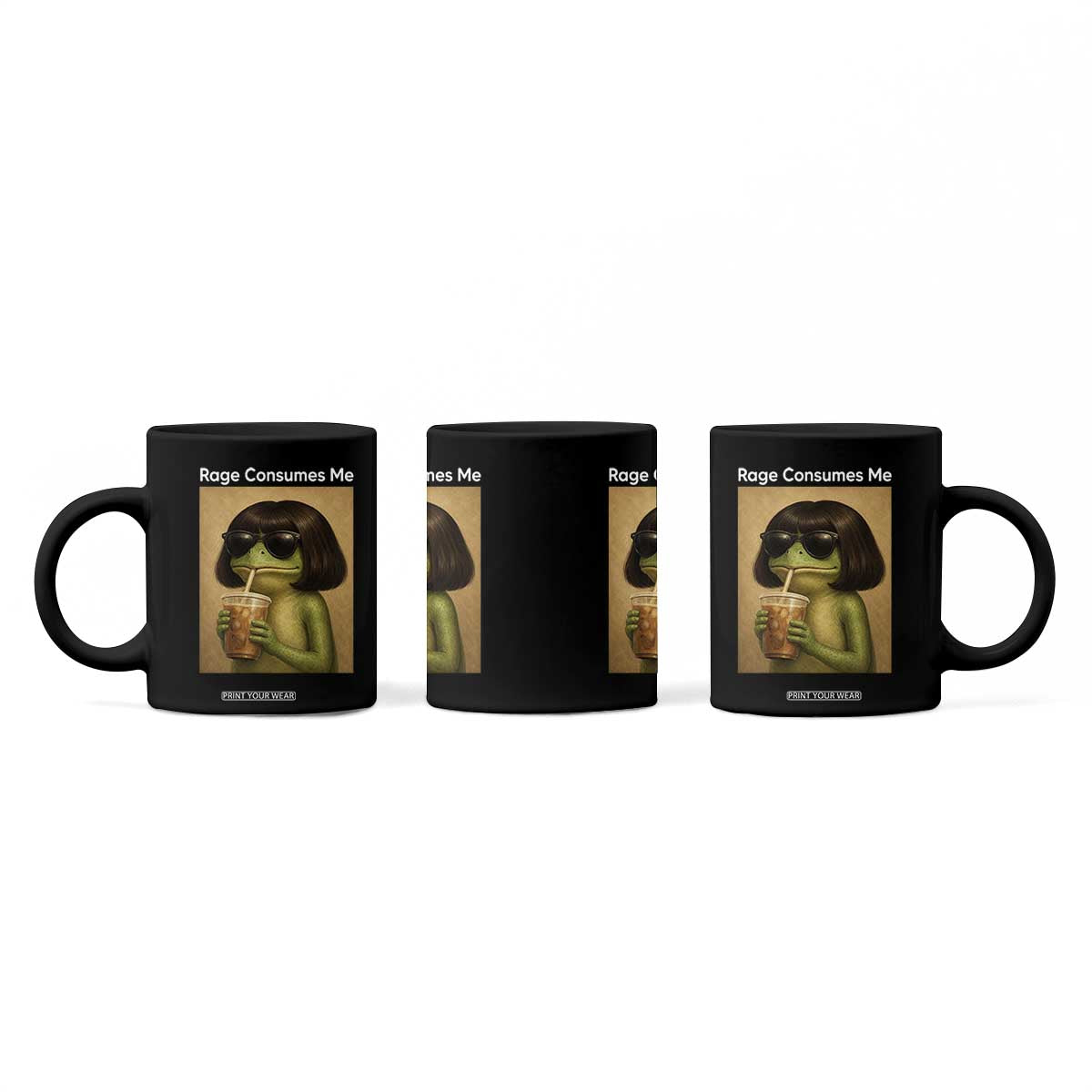 Funny Frog Bob Haircut Rage Consumes Me Coffee Mug Renaissance Painting Meme TS02 Print Your Wear