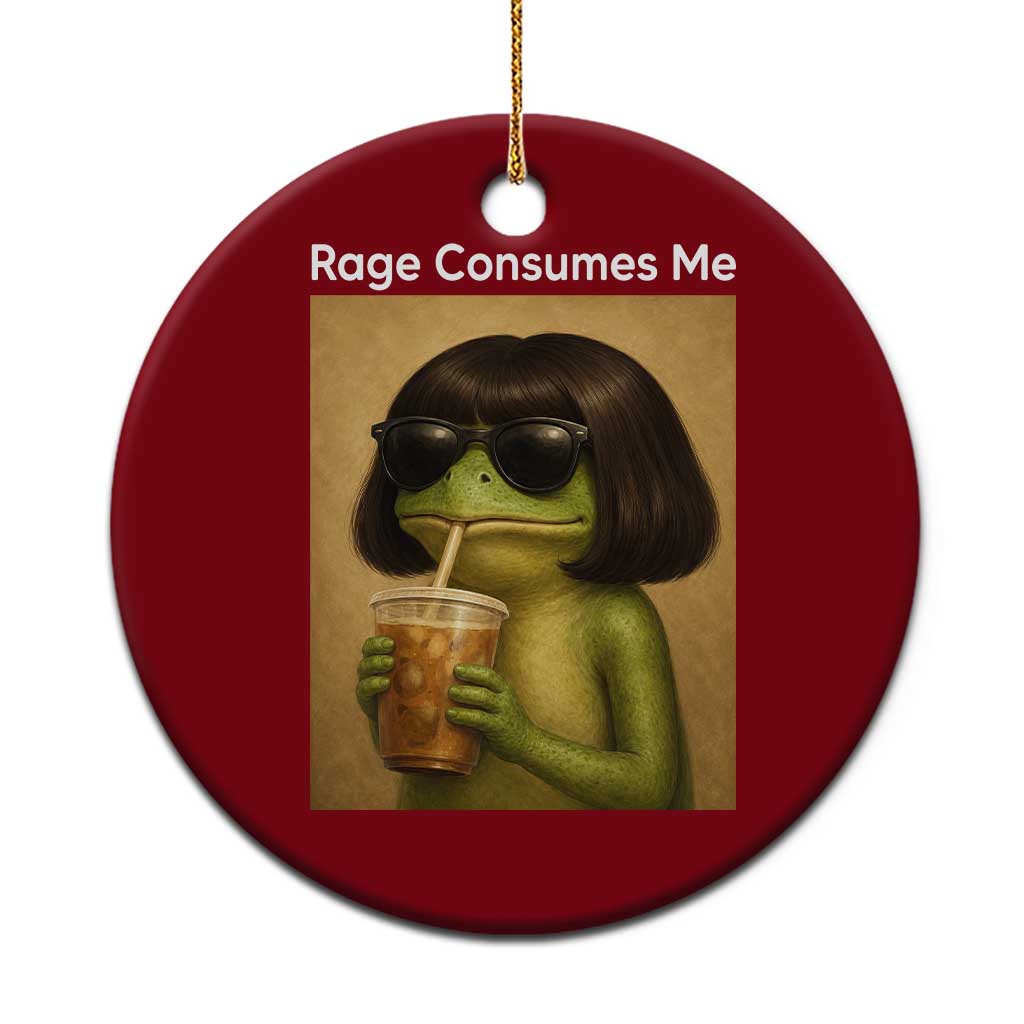 Funny Frog Bob Haircut Rage Consumes Me Ceramic Ornament Renaissance Painting Meme TS02 1pc Red Print Your Wear