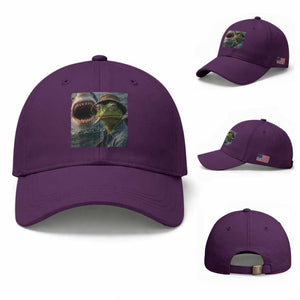 Unbothered Frog Smoking Cigarette Meme Baseball Cap Cinematic Shark Attack Calmness Graphic Dark Humor TS02 Baseball Cap Universal Fit Purple Print Your Wear