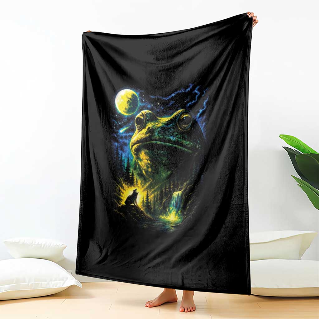 Cosmic Frog Howling At Moon Parody Graphic Throw Blanket Vintage 90s Retro Fantasy Meme TS02 Print Your Wear