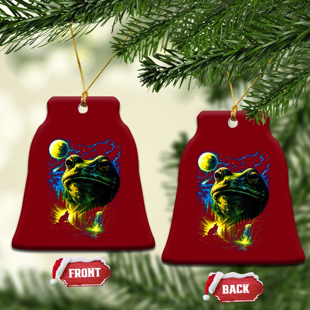 Cosmic Frog Howling At Moon Parody Graphic Ceramic Ornament Vintage 90s Retro Fantasy Meme TS02 Print Your Wear