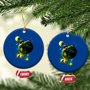 Cosmic Frog Howling At Moon Parody Graphic Ceramic Ornament Vintage 90s Retro Fantasy Meme TS02 1pc Blue Print Your Wear
