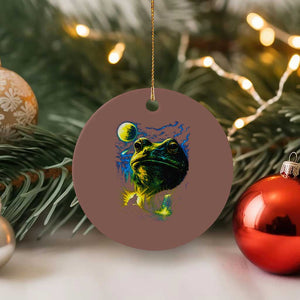 Cosmic Frog Howling At Moon Parody Graphic Ceramic Ornament Vintage 90s Retro Fantasy Meme TS02 1pc Mocha Print Your Wear
