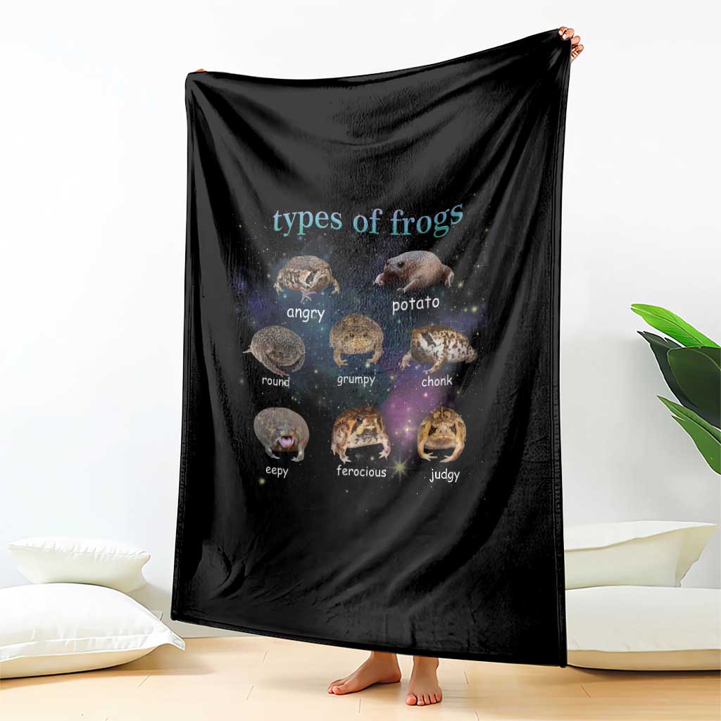 Types Of Frogs Funny Rain Frog Meme Chart Throw Blanket Angry Grumpy Eepy Chonk Potato Round Judgy Ferocious TS02 Print Your Wear