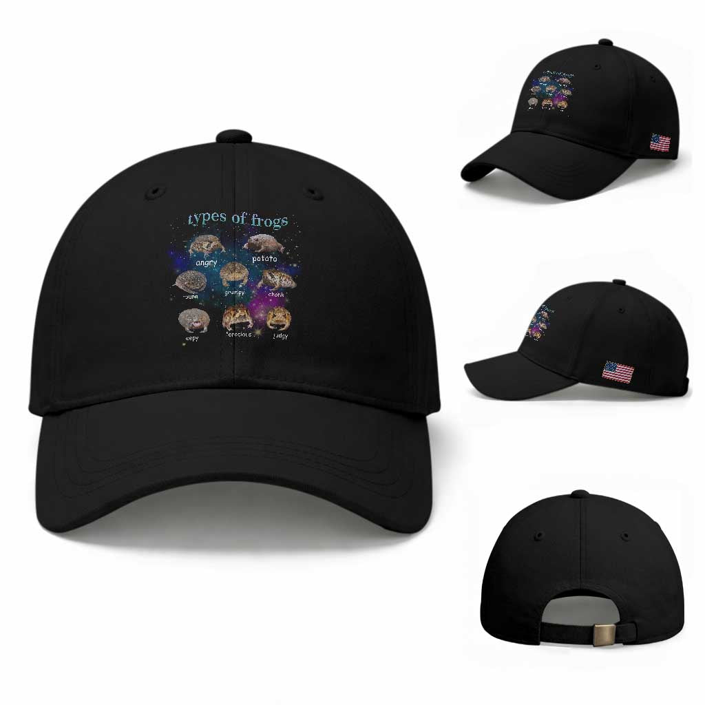 Types Of Frogs Funny Rain Frog Meme Chart Baseball Cap Angry Grumpy Eepy Chonk Potato Round Judgy Ferocious TS02 Baseball Cap Universal Fit Black Print Your Wear