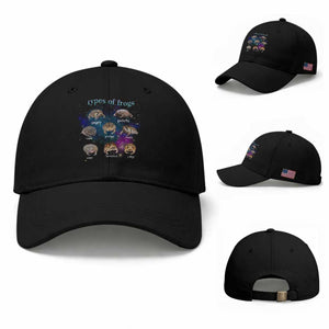 Types Of Frogs Funny Rain Frog Meme Chart Baseball Cap Angry Grumpy Eepy Chonk Potato Round Judgy Ferocious TS02 Baseball Cap Universal Fit Black Print Your Wear