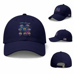 Types Of Frogs Funny Rain Frog Meme Chart Baseball Cap Angry Grumpy Eepy Chonk Potato Round Judgy Ferocious TS02 Baseball Cap Universal Fit Dark Blue Print Your Wear