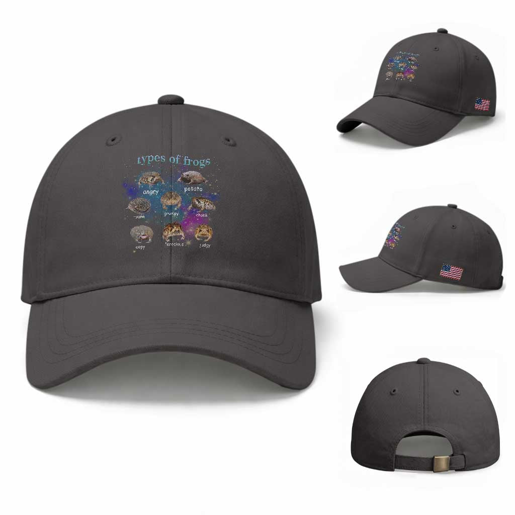 Types Of Frogs Funny Rain Frog Meme Chart Baseball Cap Angry Grumpy Eepy Chonk Potato Round Judgy Ferocious TS02 Baseball Cap Universal Fit Dark Gray Print Your Wear