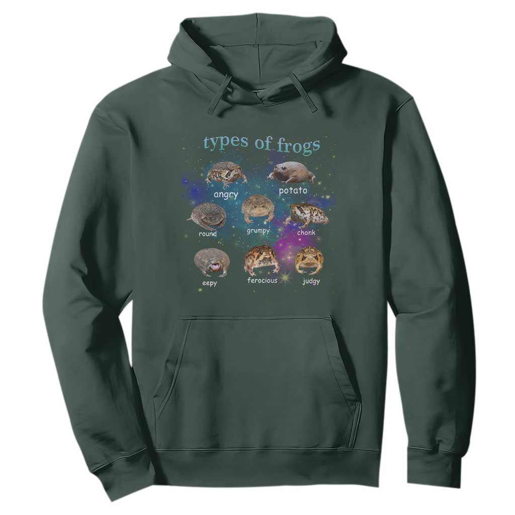 Types Of Frogs Funny Rain Frog Meme Chart Hoodie Angry Grumpy Eepy Chonk Potato Round Judgy Ferocious TS02 Dark Forest Green Print Your Wear