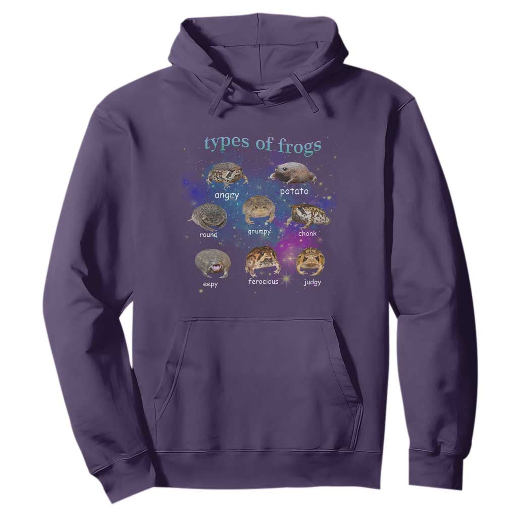 Types Of Frogs Funny Rain Frog Meme Chart Hoodie Angry Grumpy Eepy Chonk Potato Round Judgy Ferocious TS02 Purple Print Your Wear