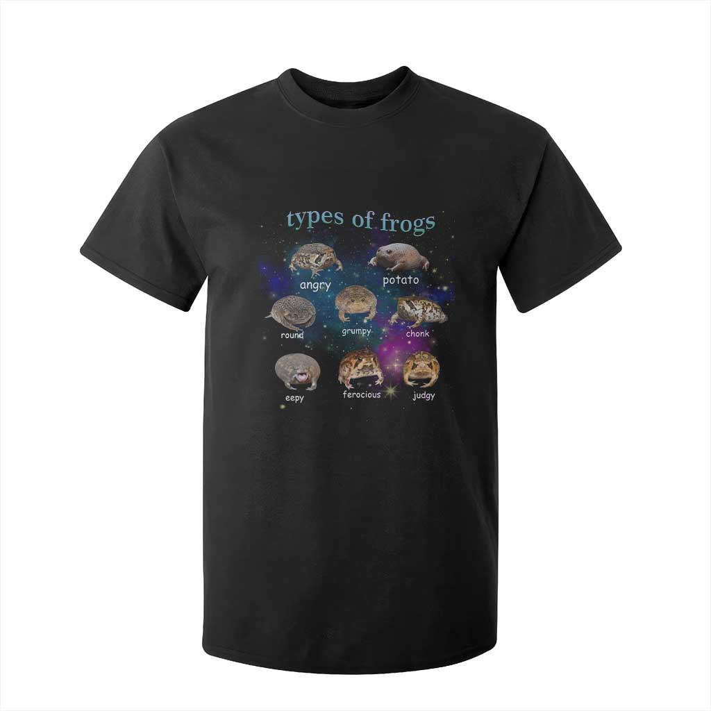 Types Of Frogs Funny Rain Frog Meme Chart T Shirt For Kid Angry Grumpy Eepy Chonk Potato Round Judgy Ferocious TS02 Black Print Your Wear