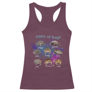 Types Of Frogs Funny Rain Frog Meme Chart Racerback Tank Top Angry Grumpy Eepy Chonk Potato Round Judgy Ferocious TS02 Maroon Print Your Wear