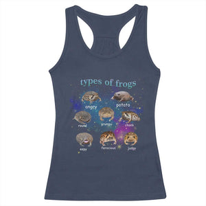 Types Of Frogs Funny Rain Frog Meme Chart Racerback Tank Top Angry Grumpy Eepy Chonk Potato Round Judgy Ferocious TS02 Navy Print Your Wear
