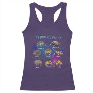 Types Of Frogs Funny Rain Frog Meme Chart Racerback Tank Top Angry Grumpy Eepy Chonk Potato Round Judgy Ferocious TS02 Purple Print Your Wear