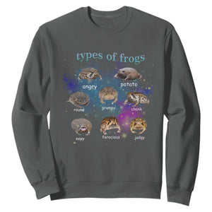 Types Of Frogs Funny Rain Frog Meme Chart Sweatshirt Angry Grumpy Eepy Chonk Potato Round Judgy Ferocious TS02 Dark Heather Print Your Wear